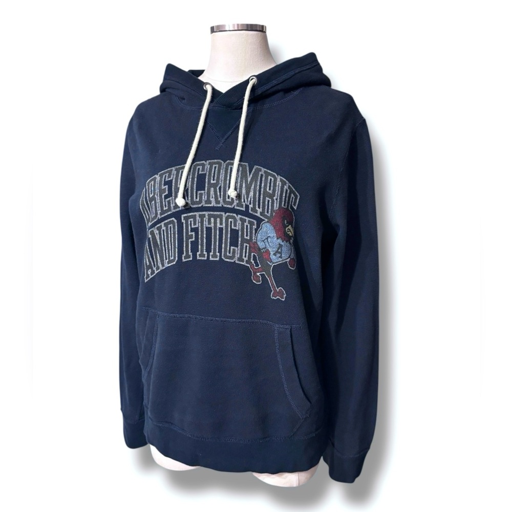 ABERCROMBIE & FITCH Navy Logo Mascot Sweatshirt Hoodie VINTAGE